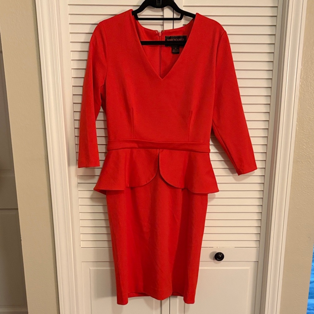 Marc Bouwer Anthropologie Red Peplum Dress Size 12